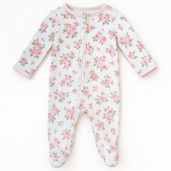Laura Ashley Floral Footed Baby Sleeper With Zipper - Picture 1 of 5